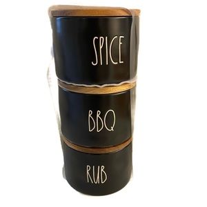 New Rae Dunn “SPICE, BBQ, RUB” Stacked Ceramic Canister Set.